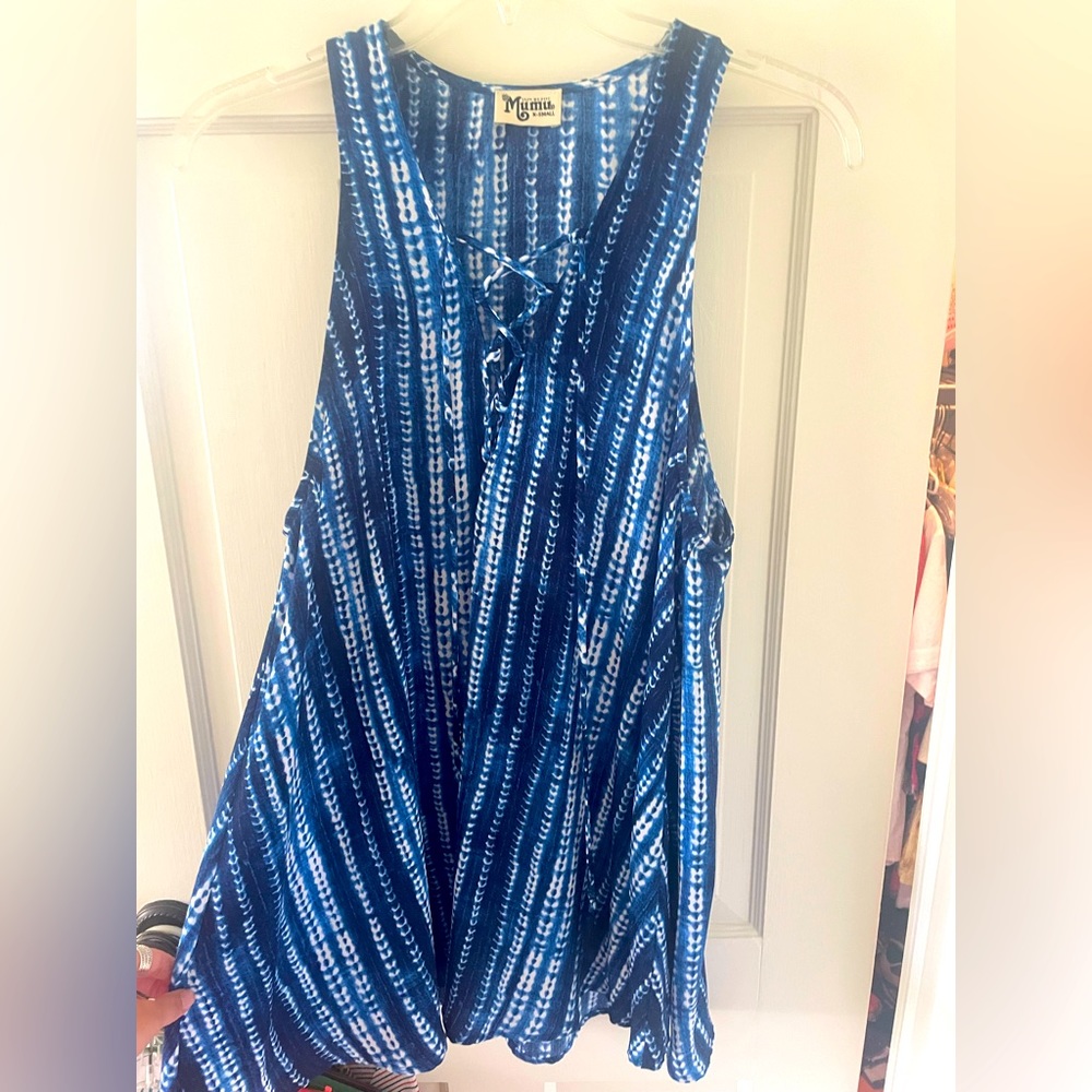 Show Me Your Mumu blue and white sundress